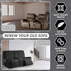ULTICOR Squared Jacquard Design Reclining Loveseat