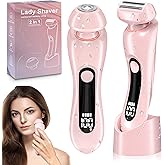 Women's Electric Shaver & Body Hair Trimmer - Waterproof Bikini/Intimate Shaver for Face, Armpits, Arms, Nose - Cordless Wet/Dry Use