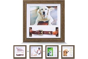 KCRasan Pet Memorial Picture Frame - Dog Memorial Sentiment Frame for Loss of Dog Gifts - Pet Collar Frame Remembrance Sympathy Dog or Cat Tribute Keepsake, Brwon