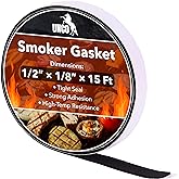 UNCO- Grill Gasket, 1/2"x1/8", 15 ft, Smoker Gasket Sealer | High Temp, Easy to Cut, Strong Adhesion, Suitable for Most BBQ Grills and Smokers