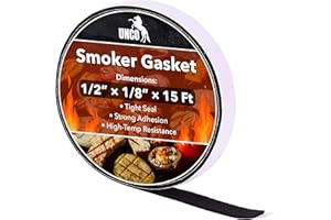 UNCO Smoker Gasket - 15 Ft, 1/2"X1/8", High Temp Grill & BBQ Gasket