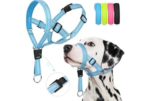 Weesiber No-Pull Dog Head Collar, Adjustable Dog Muzzle Padded Head Halter Training Nose Leash, Easy Control for Walking (Blue,M)