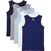 Gnodio 5 Pack Boys Tank Tops Boys Undershirts Kids Cotton Undershirts Tees Sleeveless Tank Tops Shirts for Kids Youth