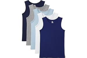 Gnodio 5 Pack Boys Tank Tops Boys Undershirts Kids Cotton Undershirts Tees Sleeveless Tank Tops Shirts for Kids Youth