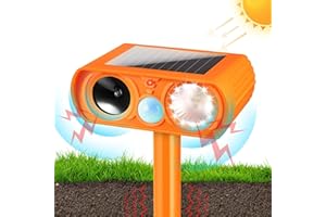 PANZERR Ultrasonic Cat Deterrent, Solar Powered Deterrent with Motion Sensor and Flashing Lights Outdoor Solar Farm Garden Yard Device,Dogs,Cats,Birds