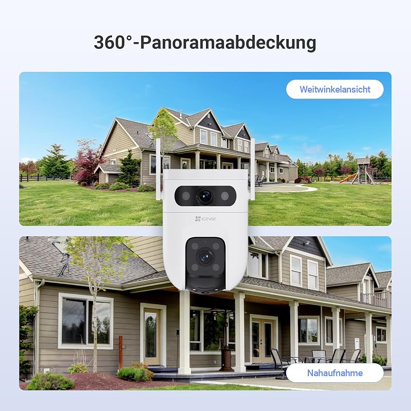 C9c Dual 2K PTZ Überwachungskamera mit Dual-Objektiv, Dualband WLAN