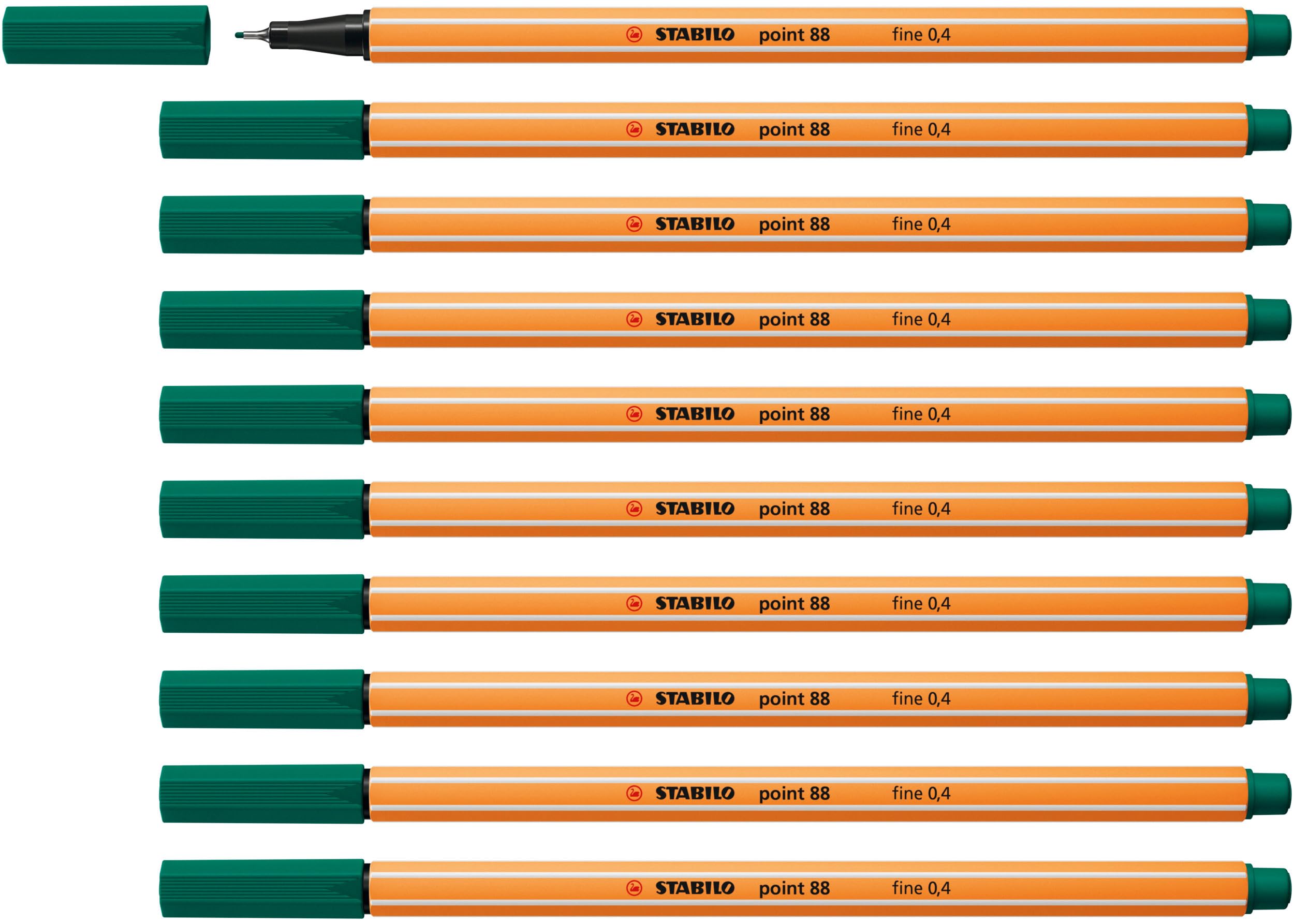 STABILO point 88 - Fineliner - Pack of 10 - Pine Green