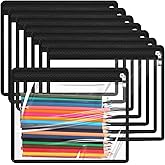 Outus 8 Pcs Clear Zipper Pouches Pencil Pouches PVC Makeup Pouch Envelopes Folder Storage Multi Purpose Pouch Document File O