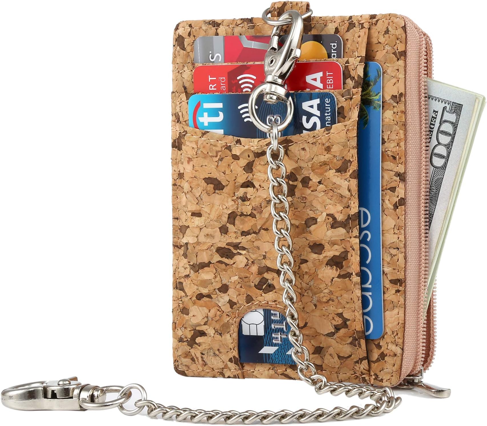 Chain Wallet Men Minimalist RFID Wallet Biker Trucker Travel Badge Holder Zipper
