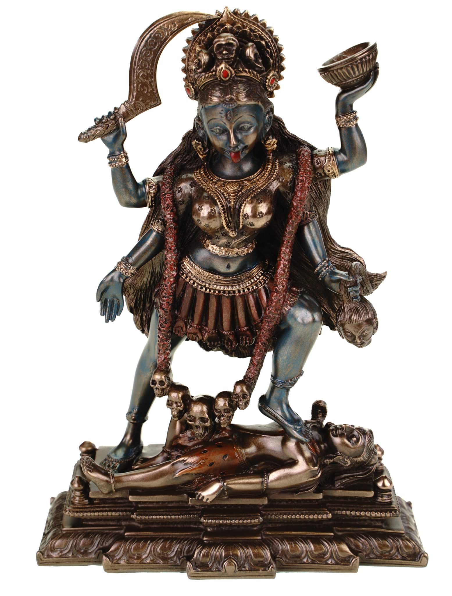 Veronese 708-7535 Kali Indian Goddess of Death Shiva Bronzed Sculpture 20 cm