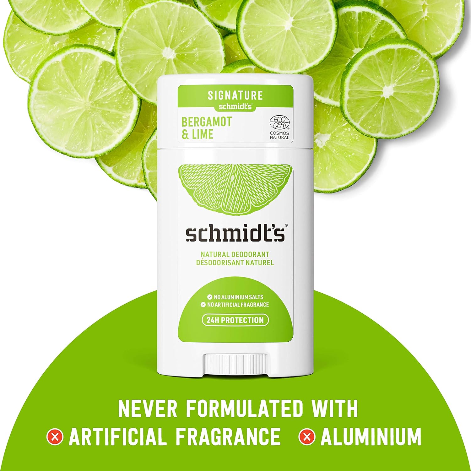 Schmidt's Aluminum Free Natural Deodorant For 24 Hour Odor Protection and Freshness, Bergamot + Lime Vegan, Certified Cruelty Free, 3.25 oz : Beauty
