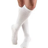 Truform Compression Socks, 15-20 mmHg, Men's Gym Socks, Knee High Over Calf Length, White, Large
