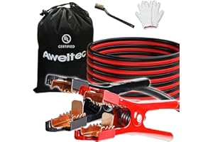 AWELTEC UL-Listed Jumper Cables, 2 Gauge 20 Ft Battery Cables for car, Heavy Duty Booster Cables (2AWG x 20Ft) with Carry Bag