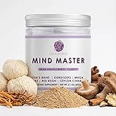 Mind Master Mushroom Powder Blend – Brain Health Supplement with Lion’s Mane, Cordyceps, Maca, Shiitake, Red Reishi & Ceylon Cinnamon – Mix into Coffee, Tea or Smoothies Any Time of Day 2.1 oz Powder