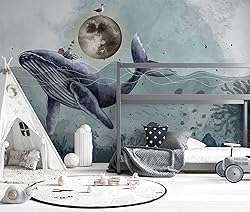 Muravie Whale in Sea Wallpaper- Aquarium Wall