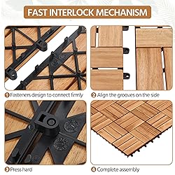 Yaheetech 108pcs Hardwood Interlocking Patio Deck