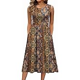 Zeagoo Women's Summer Tank Midi Dress with Pockets Floral Sleeveless A-Line Casual Loose T-Shirt Dresses Beach Sundress 2026