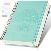 Spiral Notebook, College Ruled Notebook, 8.5" x 11", 300 Pages Leather Journals for Writing, A4 Hardcover Journaling Notebooks for Work School, 24pcs Tabs, Large Embossed Journal for Women Men, Teal