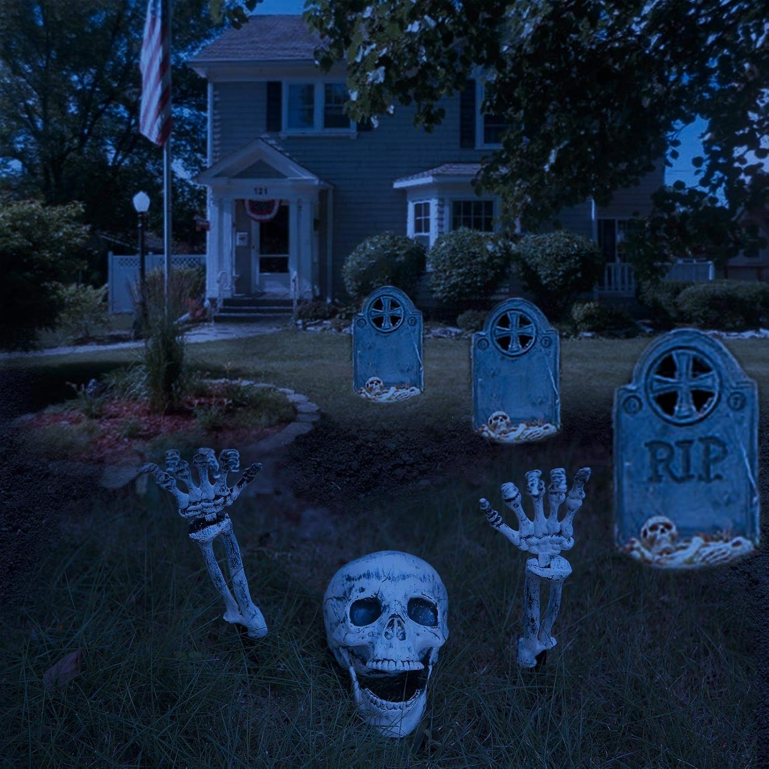 HOMILY Plastic Skeleton Arms with Stakes and Skull for Halloween Decorations Outdoor: Garden & Outdoor