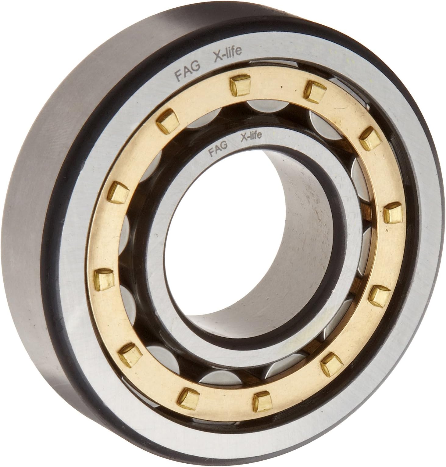 FAG NJ2312E-M1-C3 Cylindrical Roller Bearing, Single Row, Straight Bore, Removable Inner Ring, Flanged, High Capacity, Brass/Bronze Cage, C3 Clearance, Metric, 60mm ID, 130mm OD, 46mm Width
