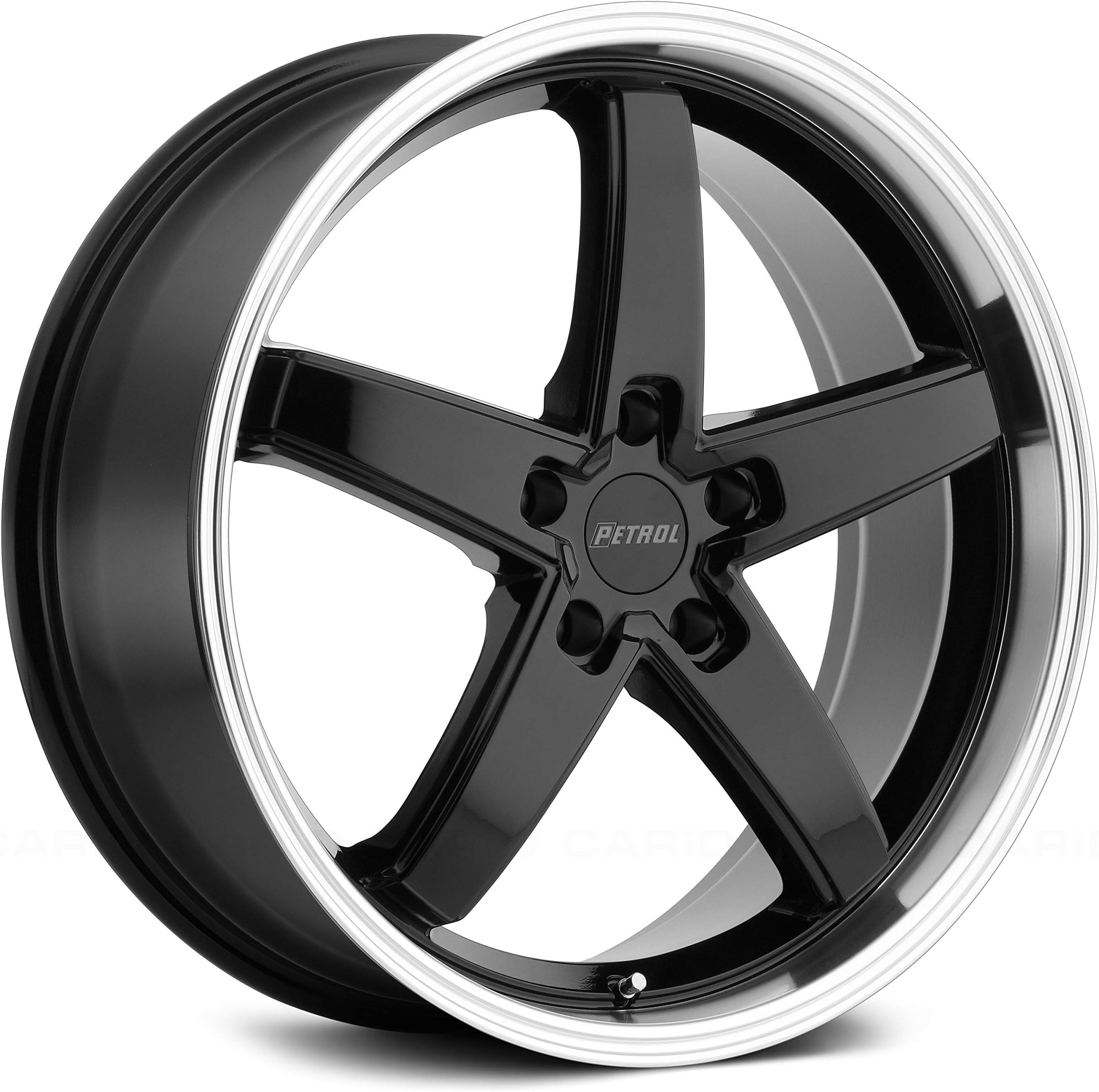 18x8.0 Petrol P1B Wheel 40mm 5x108 GLOSS BLACK W/MACHINE CUT LIP GLOSS BLACK