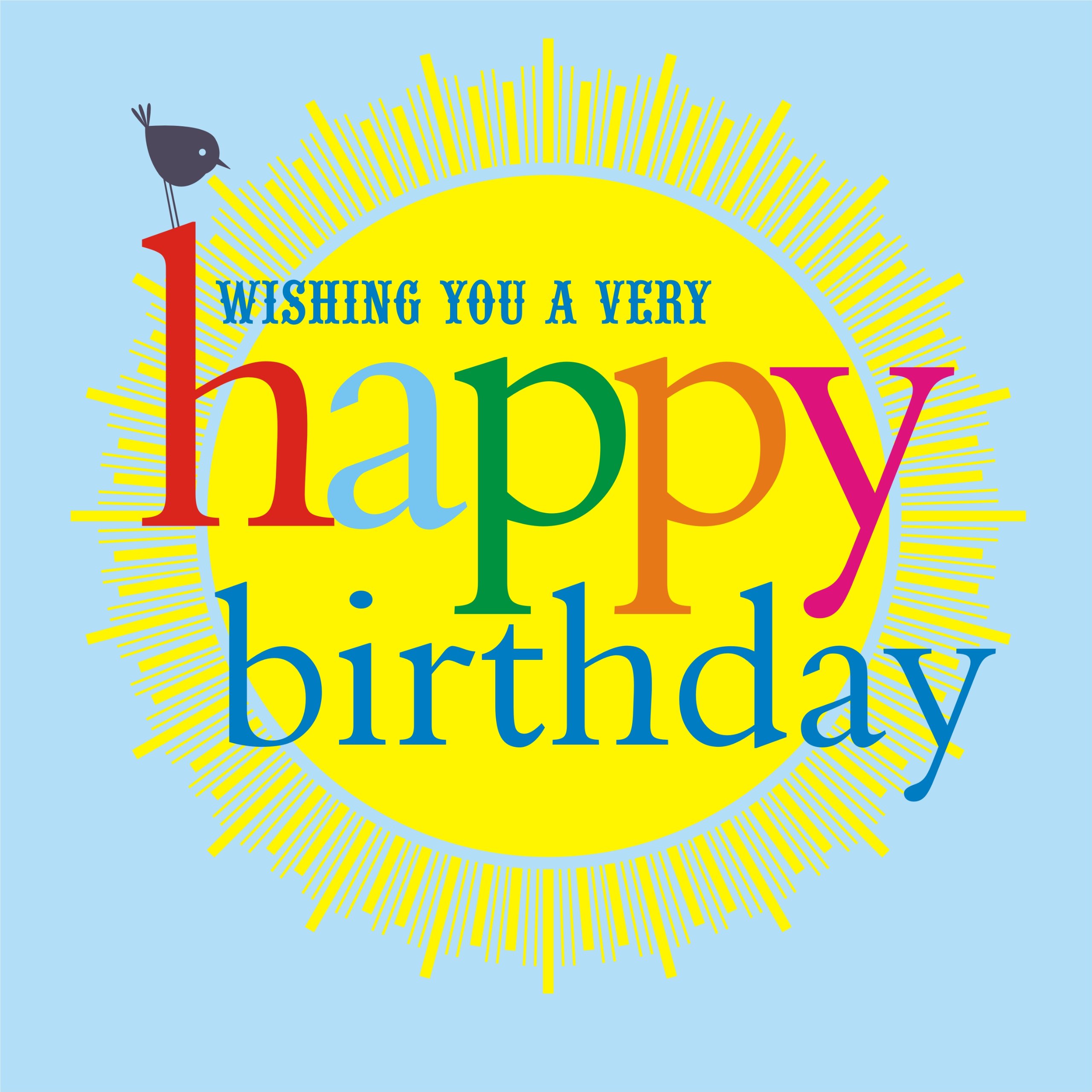 Claire Giles Greeting Cards, Happy Birthday Card, Sun design Greeting Card Wishing you a very Happy Birthday