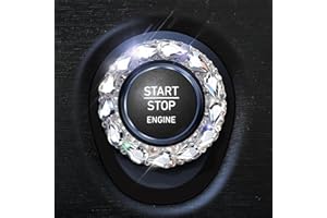 Blinglife Car Engine Start Stop Ignition Button Logo Sticker, Shiny Crystal Rhinestone Cover Protection Ring, Bling Car Accessories for Wowen (White gem)