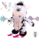 Hopearl Talking Singing Cow Repeats What You Say Walking Electric Interactive Animated Toy Speaking Plush Buddy Gifts for Toddlers, 8''