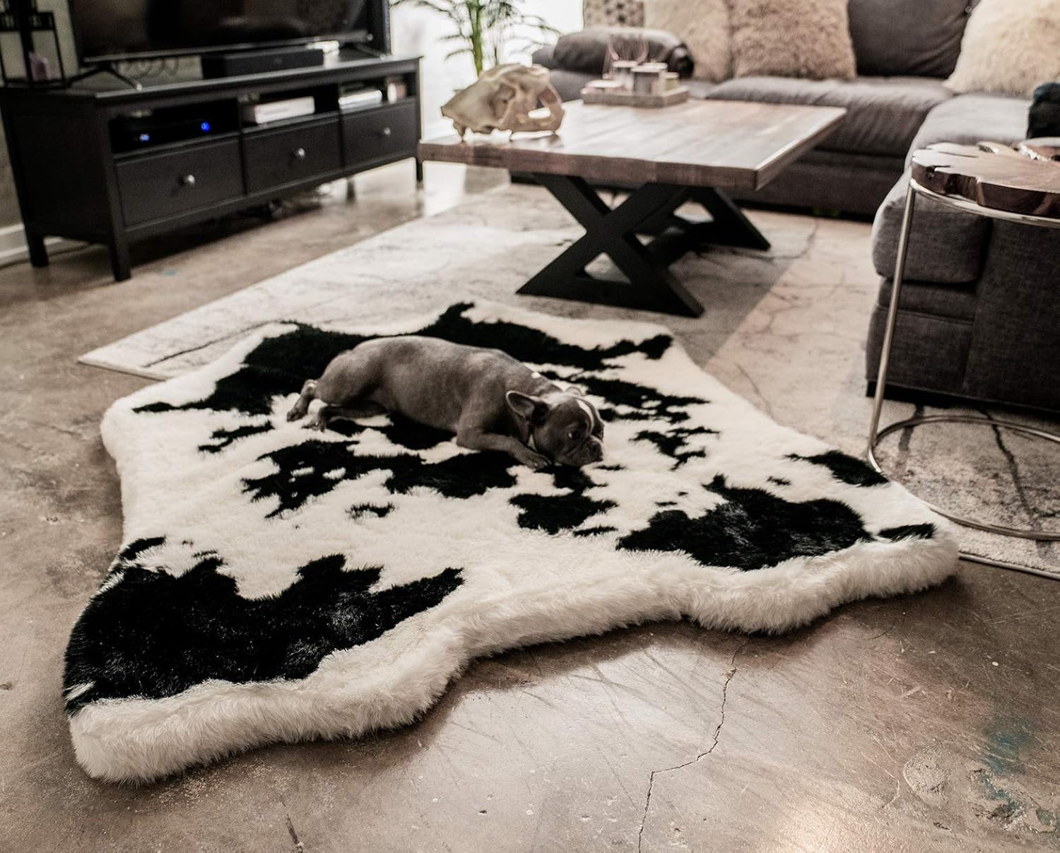 cowhide dog bed