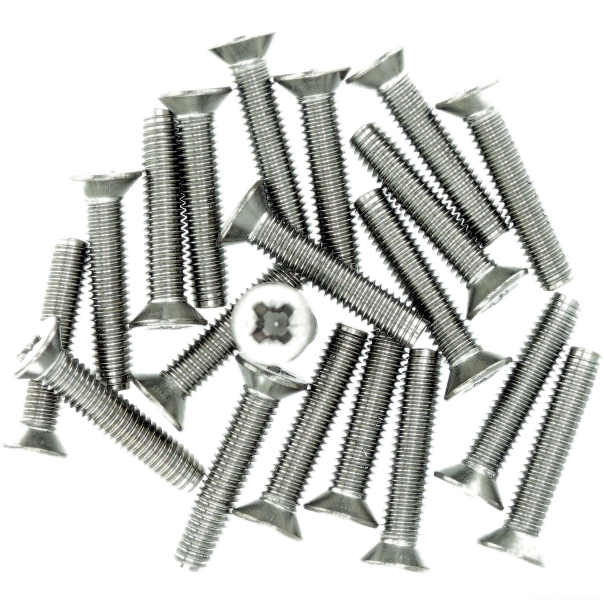M4 (4mm x 16mm) Pozi Countersunk Thread Rolling Screw - Stainless Steel (A2) (Pack of 20)