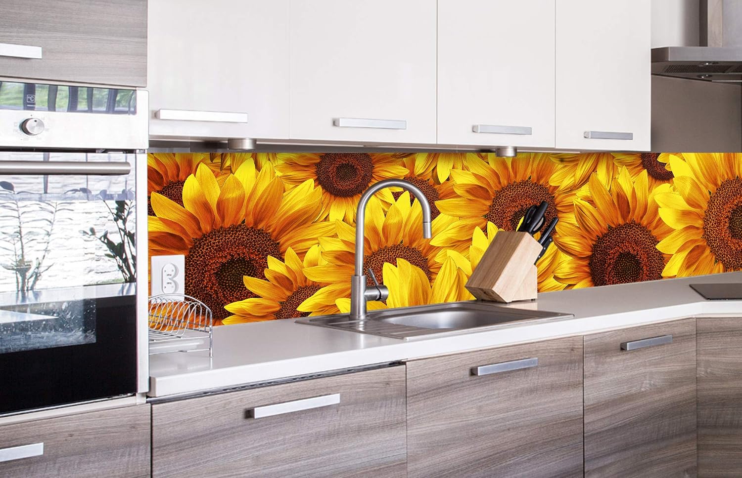 DIMEX LINE Peel and Stick Kitchen Backsplash Sticker Sunflowers, Gelb, 260 x 60 cm