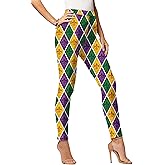 HQP Mardi Leggings for Women Mardi High Waist Legging New Orleans Carnival Tights