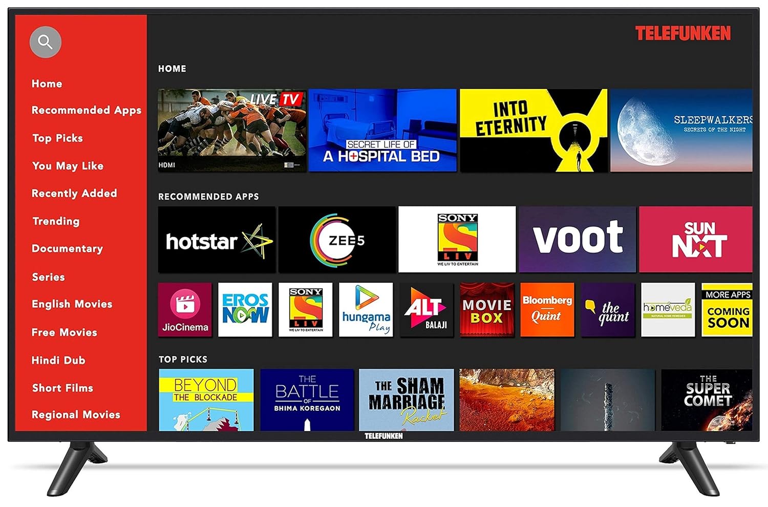 Telefunken 140 Cm 4k Ultra Hd Smart Led Tv Tfk55ks Amazon In Electronics