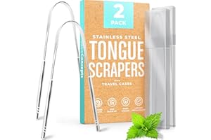 Tongue Scraper For Adults (2 Pack), Reduce Bad Breath, Metal Tongue Scraper, Tongue Cleaner, Tongue Scraper, Stainless Steel 