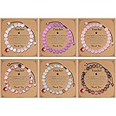YOVORO 6Pcs Teacher Appreciation Gift Women Natural Stone Bracelet Beaded Braided Rope Bracelet Gift for Teacher with Meaningful Card Thank You Teacher Gift