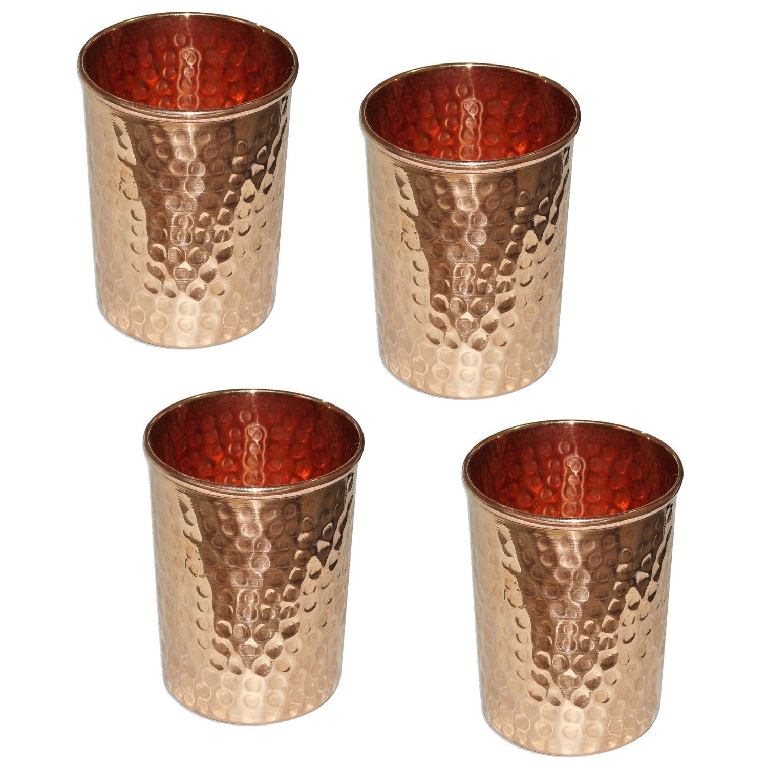 Handmade Hammered Pure Copper Glass Tumbler Ayurvedic Healing(Pack of 4)