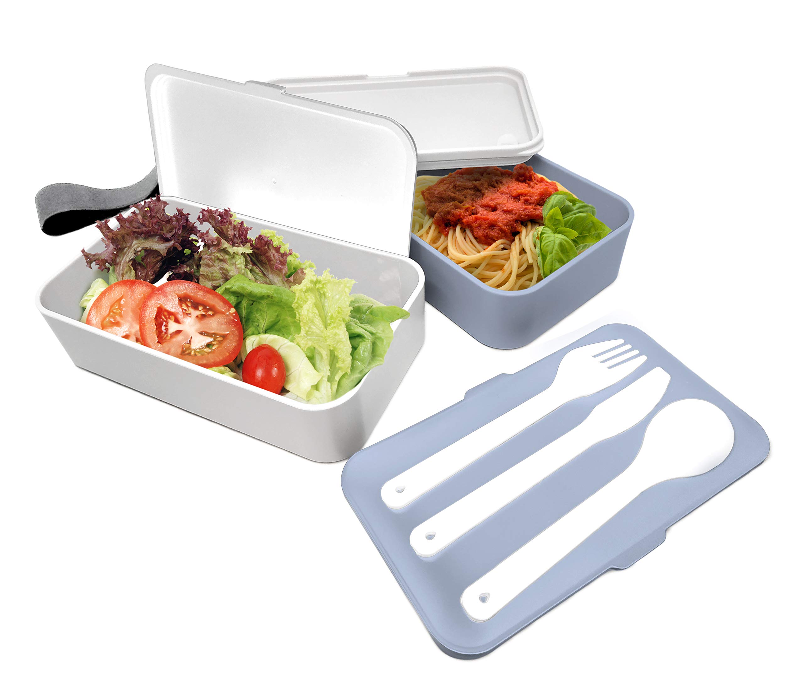 NERTHUS Lunch Box Double, Stainless steel, Blue, 18.5 x 11,1 x 10 cm