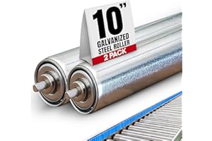 Pack of 2 Conveyor Rollers, 1.5" Diameter Galvanized Steel, 10" Between Frame