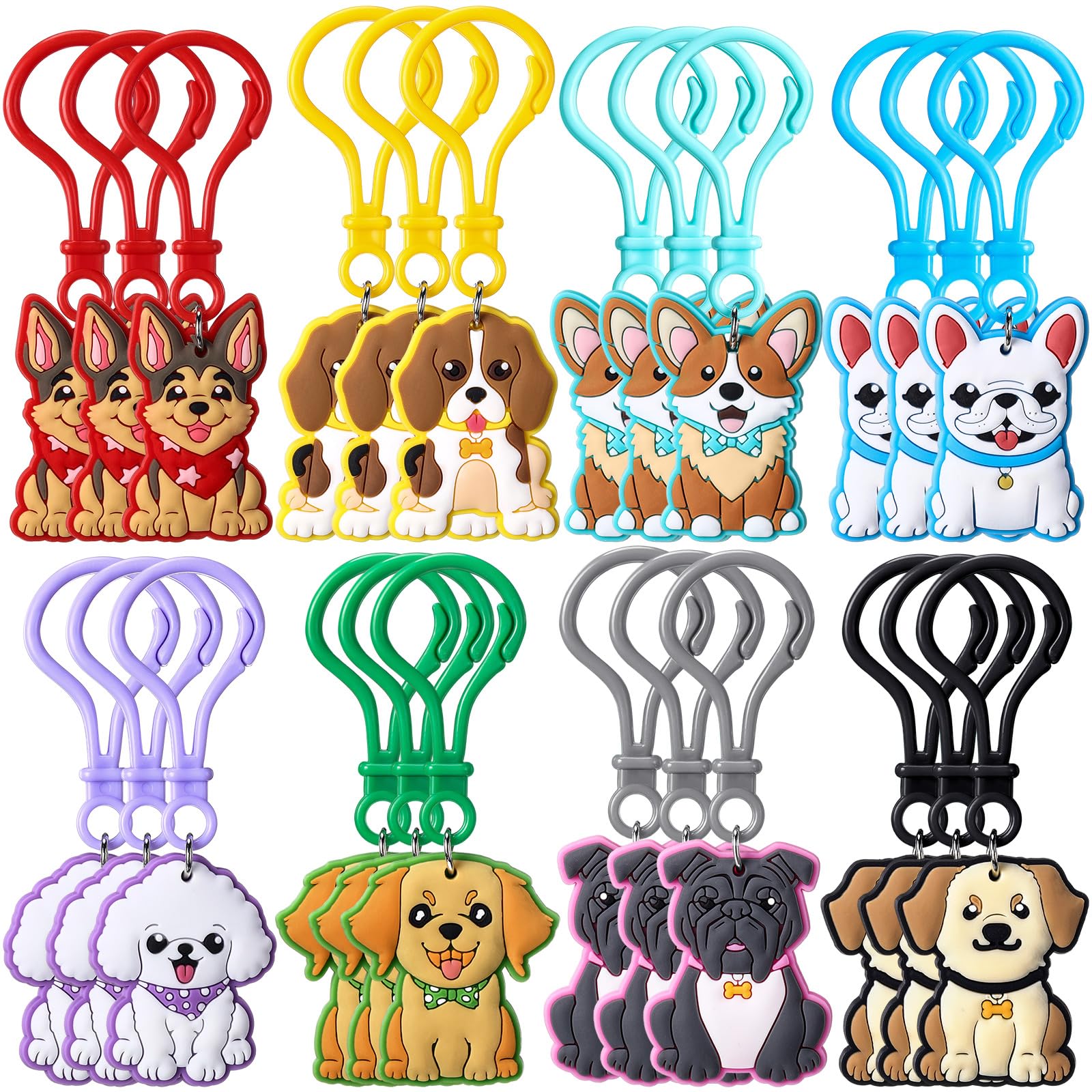 Photo 1 of Jadive 24 Pack Puppy Dog Keychains Dog Party Favors Birthday Decorations Cute Animals Ornament Pendant for Christmas Boy Girl Gift Reward Goodie Bag Fillers Baby Shower Supplies