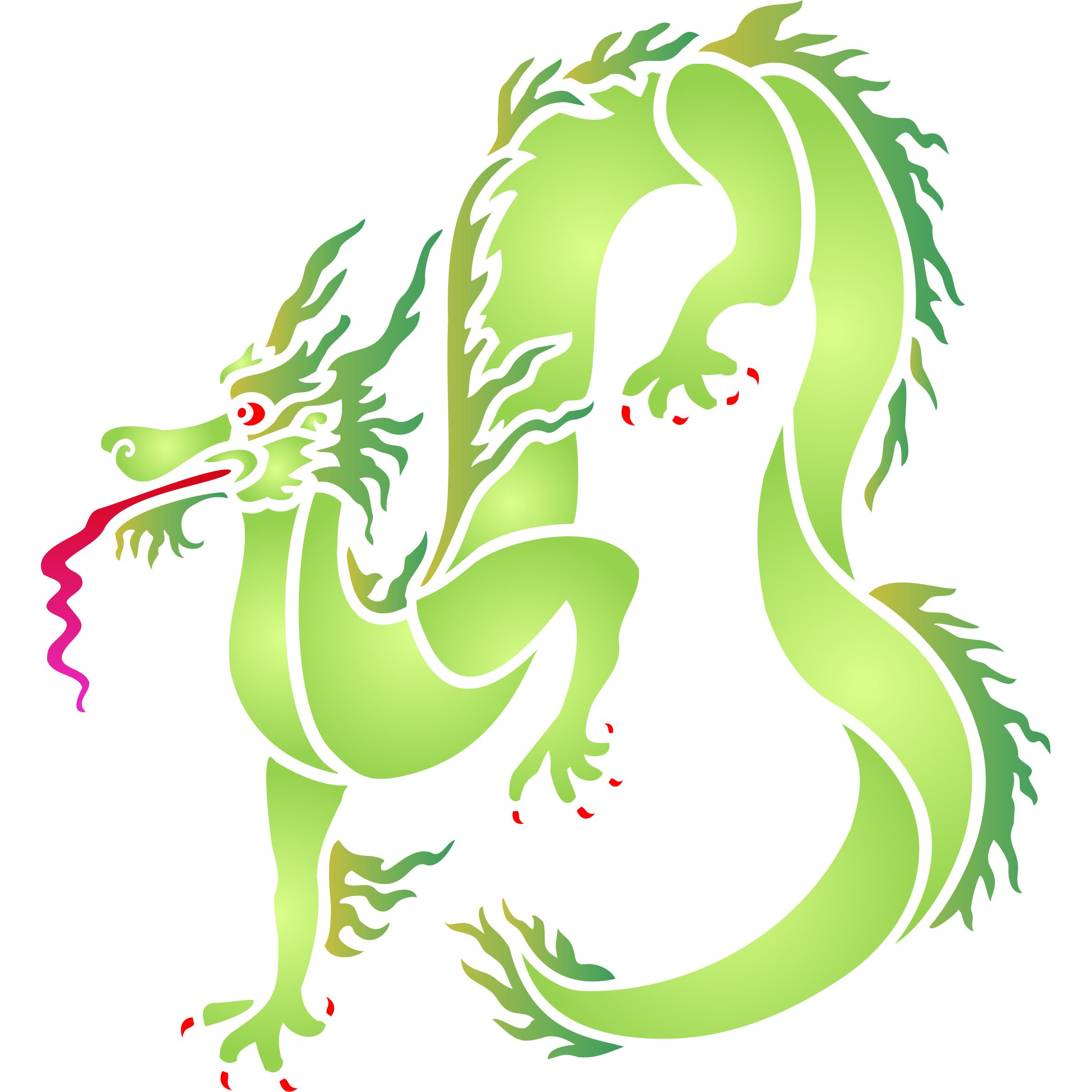 Dragon Stencil - 11.5 x 11.5cm (XS) - Reusable Asian Oriental Wall Stencil Template