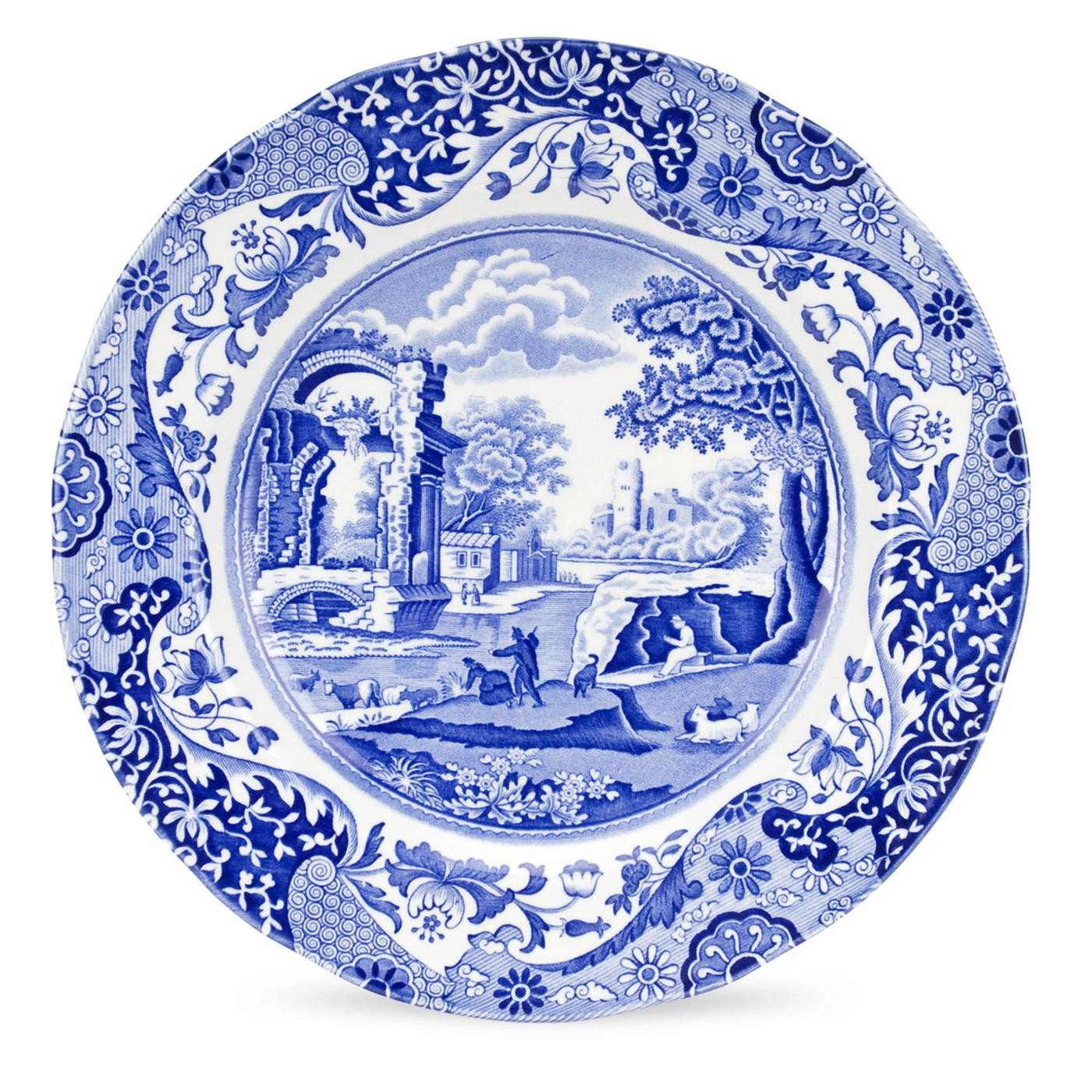 Spode BLI0100 Dinner Plates, Ceramic, Blue, White,10.5 inch Dinner Plate
