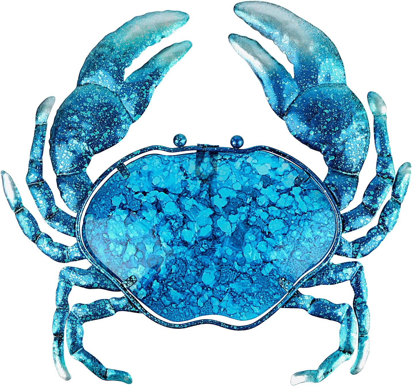 Plaques & Wall Art - John's Studio Crab Wall Decor Outdoor Metal Bathroom Hanging Art Glass Blue Ocean Theme Decorations for Home, Pool and Patio