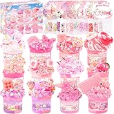 12 Pack Pink Slime, Butter Cloud Slime Kit for Kids, Soft Squishy Sensory