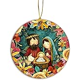 Nativity Scene Ornaments 2025 - O Holy Night Ornament, Baby Jesus Ornaments for Christmas Tree - Religious Christmas Ornament Featuring Mary, Joseph & Baby Jesus, Christian Faith Ornament