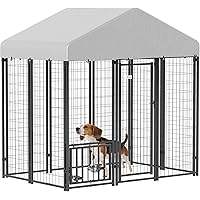 PawHut 5.9' x 4' x 6' Dog Run Outdoor, Large Outdoor Dog Kennel Welded Wire Steel Fence with UV-Resistant & Waterproof Cover,
