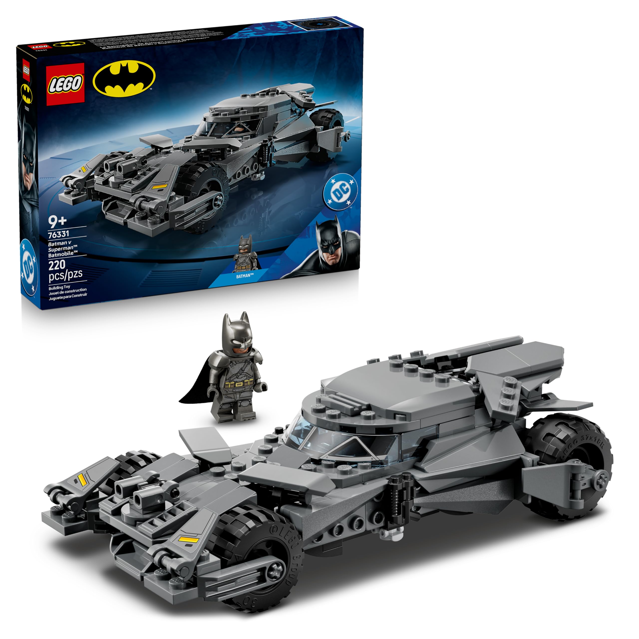 LEGO DC Batman Batman vs. Superman: Batmobil - Superhelden Spielzeugauto - Kreatives Spielzeug mit Minifigur für Kinder ab 9 Jahren - DIY Bauset zum Spielen - Geschenk für Jungen und Mädchen - 76331