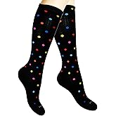 SocksLane Cotton Compression Socks, 15–20 mmHg Graduated Support, Knee-High Medical Compression (Color Dots S/M)
