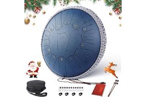 URBANVISTA Rain Drum, 13 Inches 15 Notes Steel Tongue Drum, Rain Drums for Outside Garden, Rain Chime Chakra Drum, Hand Pan Musical Instrument Thanksgiving Gift for Adult Kids, Mallets for Meditation Yoga, Navy