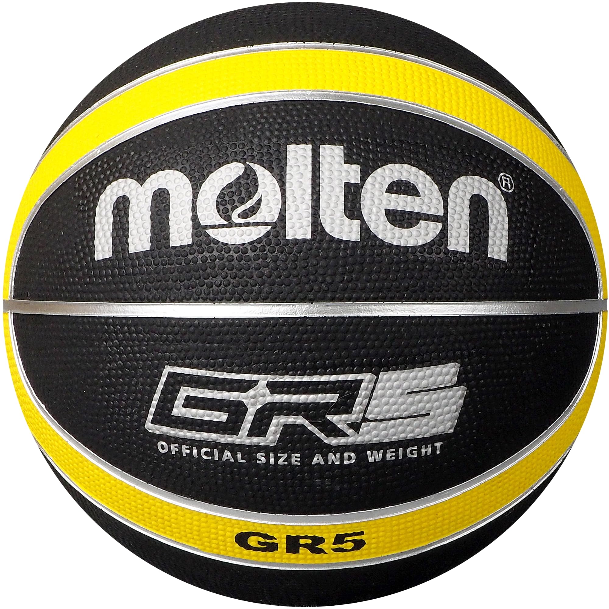 Molten GR Premium Rubber Basketball | Indoor/Outdoor Play | Durable Pro Pebble Grip Texture | Reaction Training | Size 5 | For Boys age 7, 8, 9, 10 & 11, Girls age 12 & 13 | Black & Yellow