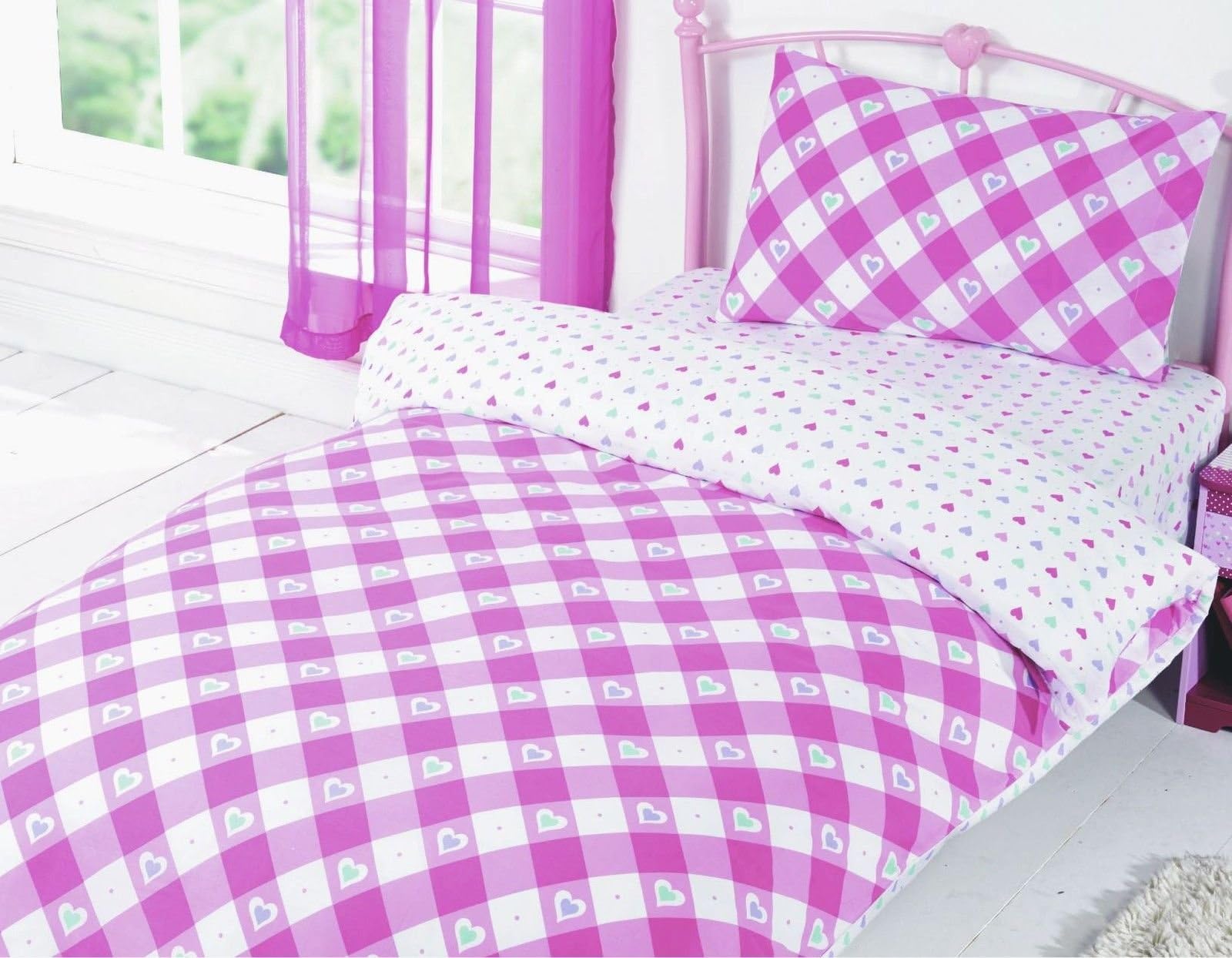 Rapport Pink Hearts Single Bed In A Bag